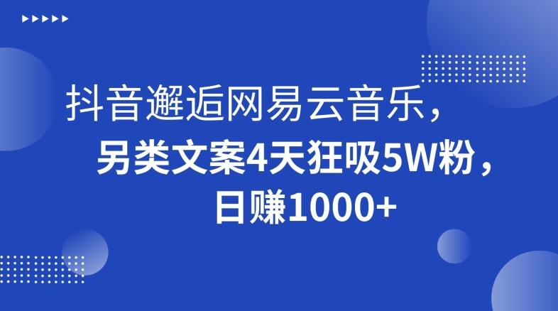 抖音邂逅网易云音乐，另类文案4天狂吸5W粉，日赚1000+【揭秘】-chywc