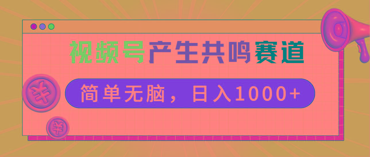 2024年视频号，产生共鸣赛道，简单无脑，一分钟一条视频，日入1000+-chywc