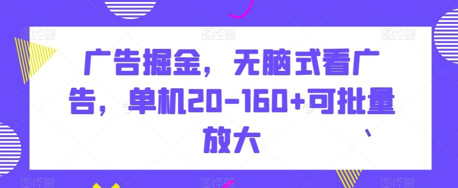 广告掘金，无脑式看广告，单机20-160+可批量放大【揭秘】-chywc