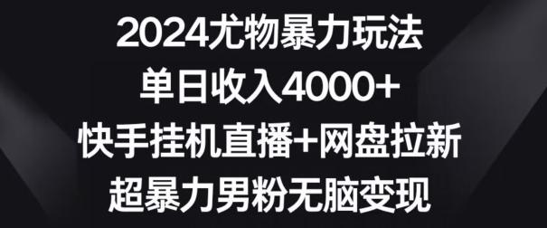 2024尤物暴力玩法，单日收入4000+，快手挂机直播+网盘拉新，超暴力男粉无脑变现【揭秘】-chywc