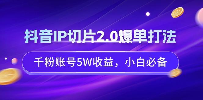 抖音IP切片2.0爆单打法，千粉账号5W收益，小白必备-chywc