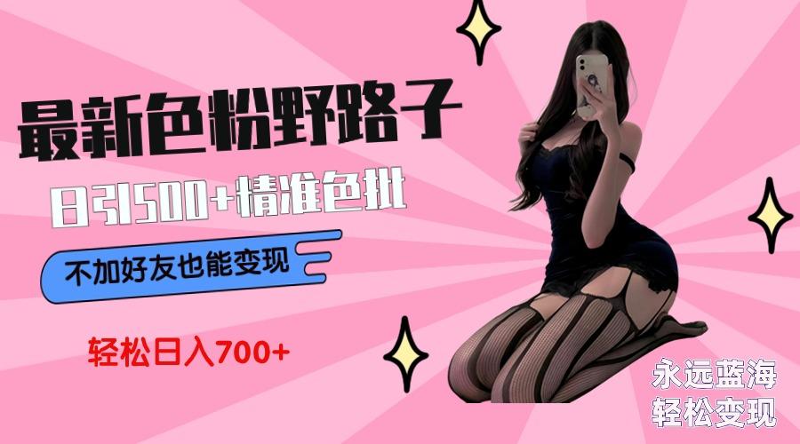 最新色粉变现野路子，日引500+老色批 可不加好友直接变现 小白轻松日入700+-chywc