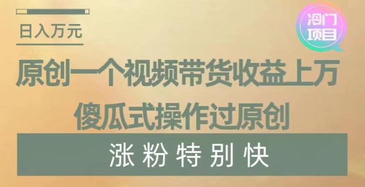 原创一个视频带货收益上万，傻瓜式操作过原创，几分钟做一个视频涨粉特别快【揭秘】-chywc