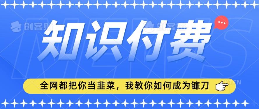 2024最新知识付费项目，小白也能轻松入局，全网都在教你做项目，我教你做镰刀【揭秘】-chywc