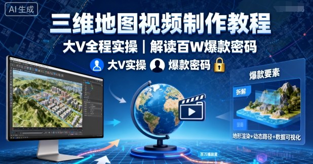 三维地图视频制作教程，大V全程实操，解读百W爆款密码-chywc
