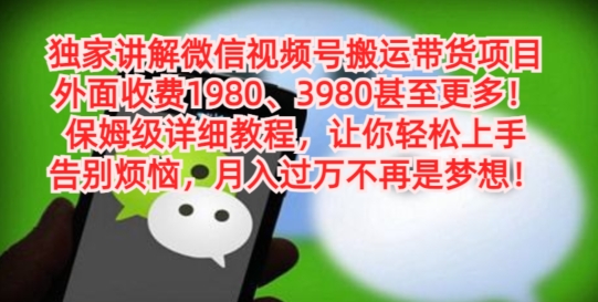 独家讲解微信视频号搬运带货项目，保姆级详细教程-chywc