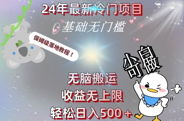 2024最新冷门项目，无脑搬运，收益无上限，轻松日入500＋，保姆级落地教程-chywc