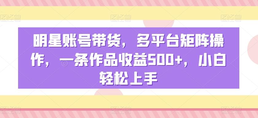 明星账号带货，多平台矩阵操作，一条作品收益500+，小白轻松上手【揭秘】-chywc