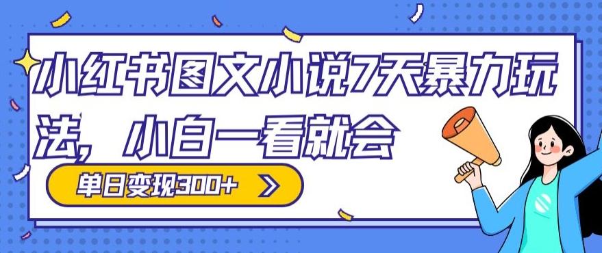 小红书图文小说7天暴力玩法，小白一看就会，单日变现300+-chywc