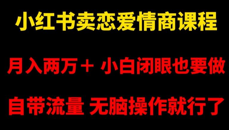 小红书卖恋爱情商课程，月入两万＋，小白闭眼也要做，自带流量，无脑操作就行了【揭秘】-chywc