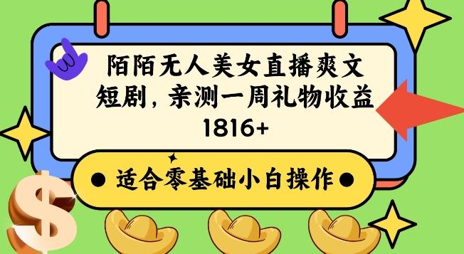 陌陌美女无人直播爽文短剧项目，亲测一个星期1800+【揭秘】-chywc