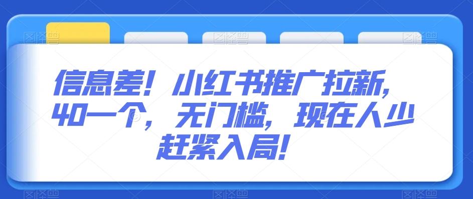 信息差！小红书推广拉新，40一个，无门槛，现在人少赶紧入局！-chywc
