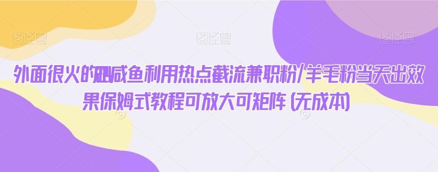 外面很火的2024咸鱼利用热点截流兼职粉/羊毛粉当天出效果保姆式教程可放大可矩阵(无成本)-chywc