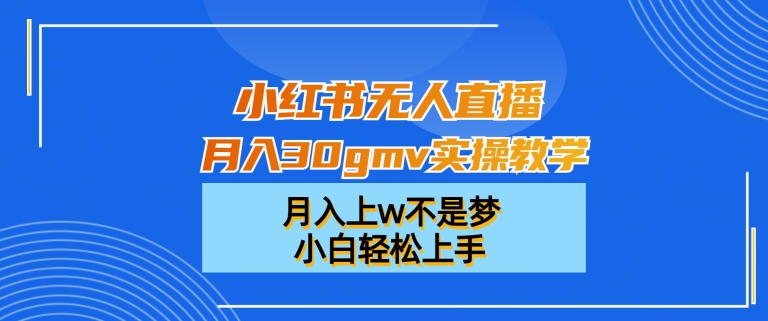 小红书无人直播月入30gmv实操教学，月入上w不是梦，小白轻松上手【揭秘】-chywc