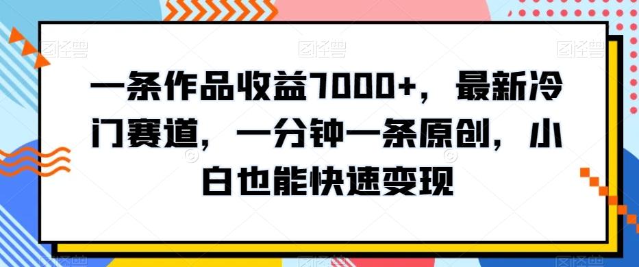 一条作品收益7000+，最新冷门赛道，一分钟一条原创，小白也能快速变现-chywc