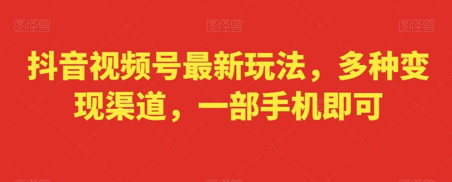 抖音视频号最新玩法，多种变现渠道，一部手机即可-chywc
