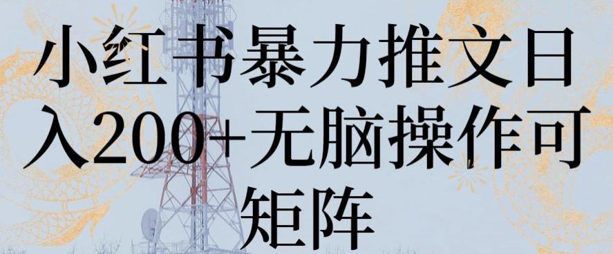 小红书暴力推文日入200+无脑操作可矩阵【揭秘】-chywc