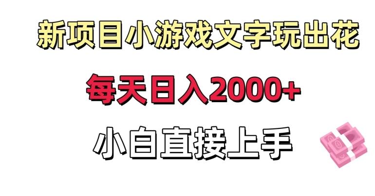 新项目小游戏文字玩出花日入2000+，每天只需一小时，小白直接上手【揭秘】-chywc