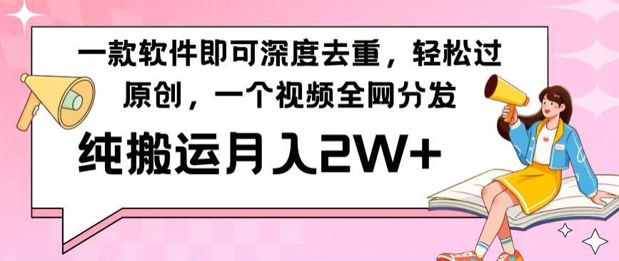 一款软件深度去重，轻松过原创，一个视频全网分发，纯搬运月入2W+-chywc