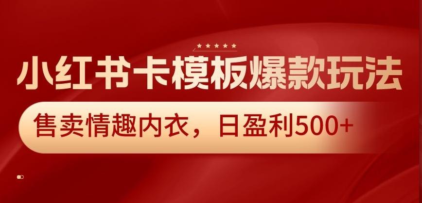 小红书卡模板爆款玩法，售卖情趣内衣，日盈利500+【揭秘】-chywc