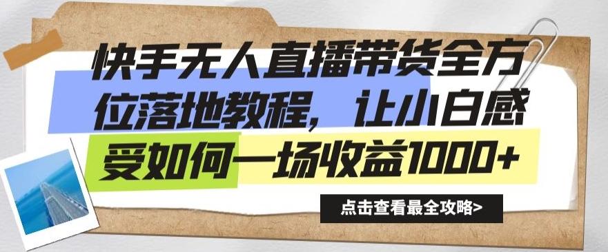 快手无人直播带货全方位落地教程，让小白感受如何一场收益1000+【揭秘】-chywc