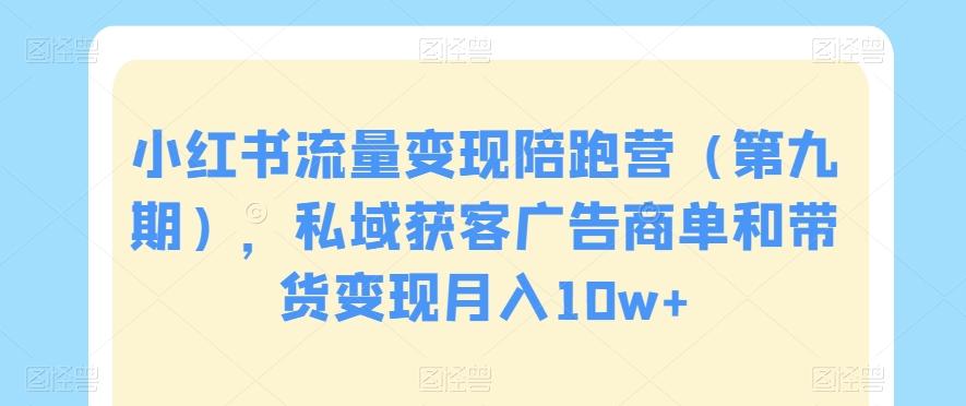 小红书流量变现陪跑营（第九期），私域获客广告商单和带货变现月入10w+-chywc