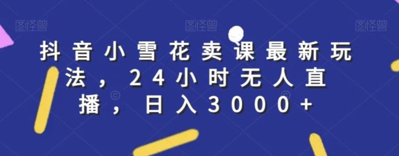 抖音小雪花卖课最新玩法，24小时无人直播，日入3000+【揭秘】-chywc