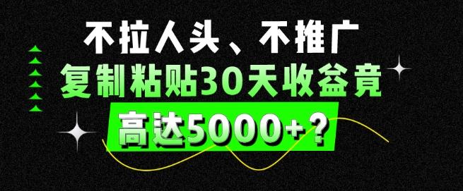 不拉人头、不推广，复制粘贴30天收益竟高达5000+？-chywc