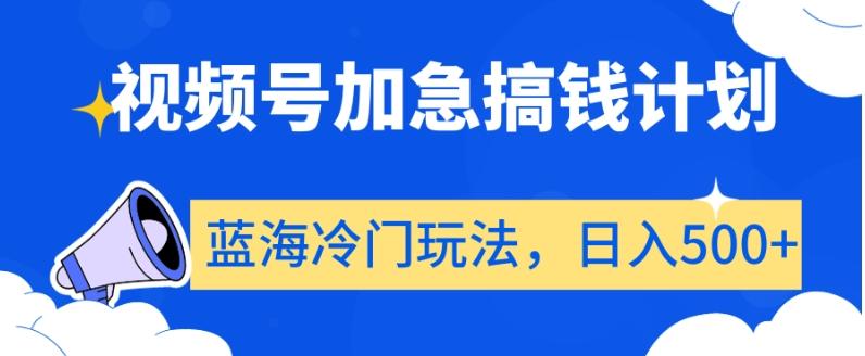 视频号加急搞钱计划，蓝海冷门玩法，日入500+【揭秘】-chywc