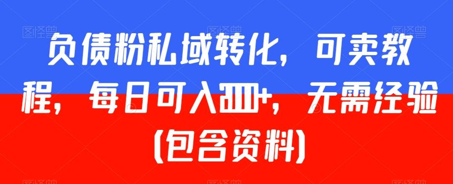 负债粉私域转化，可卖教程，每日可入2000+，无需经验（包含资料）【揭秘】-chywc
