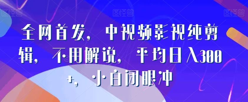 全网首发，中视频影视纯剪辑，不用解说，平均日入300+，小白闭眼冲-chywc