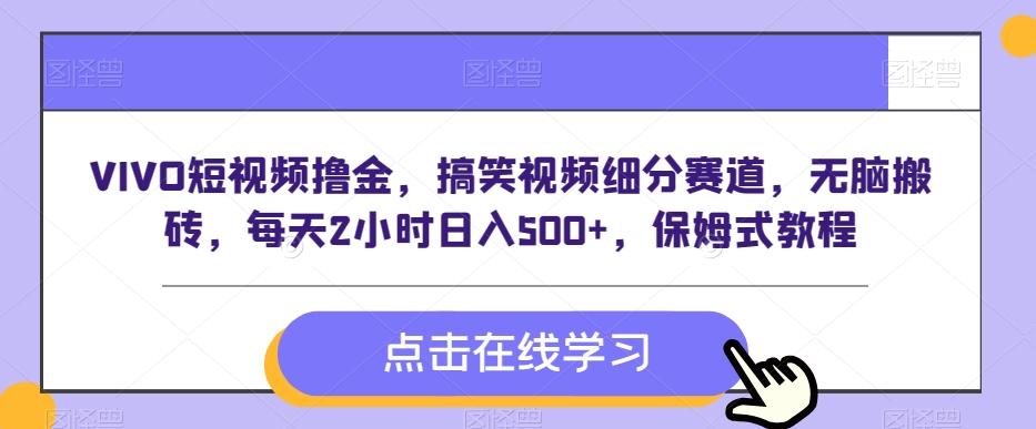 VIVO短视频撸金，搞笑视频细分赛道，无脑搬砖，每天2小时日入500+，保姆式教程-chywc