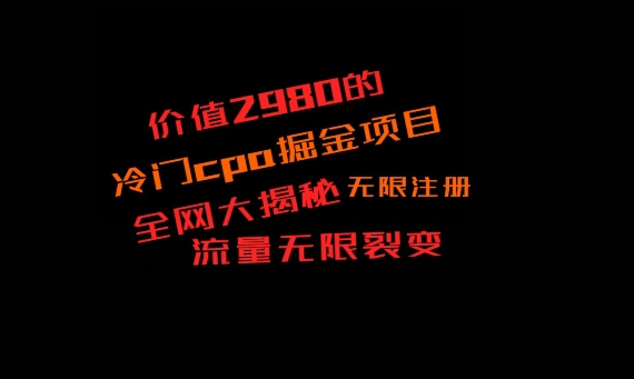 价值2980的CPA掘金项目大揭秘，号称当天收益200+，不见收益包赔双倍-chywc