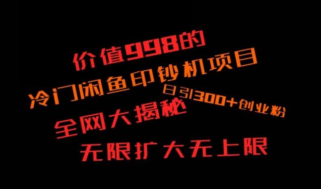 闲鱼流量印钞机项目大揭秘，日引300+创业粉，保姆级实操教程-chywc