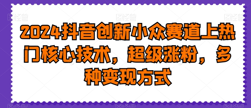 2024抖音创新小众赛道上热门核心技术，超级涨粉，多种变现方式【揭秘】-chywc