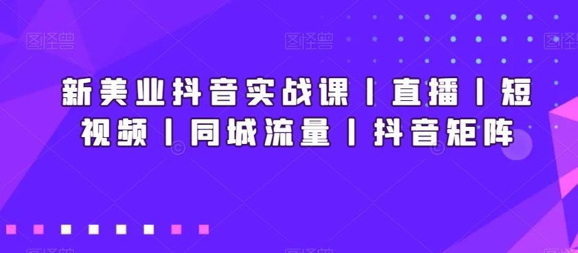 新美业抖音实战课丨直播丨短视频丨同城流量丨抖音矩阵-chywc