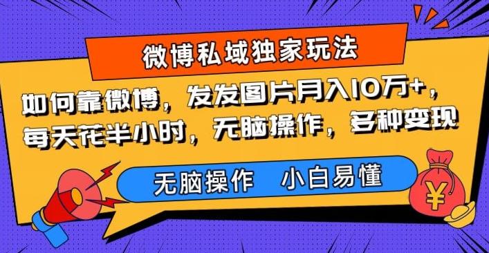 如何靠微博，发发图片月入10万+，‌每天花半小时，无脑操作，多种变现-chywc