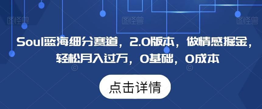 Soul蓝海细分赛道，2.0版本，做情感掘金，轻松月入过万，0基础，0成本-chywc