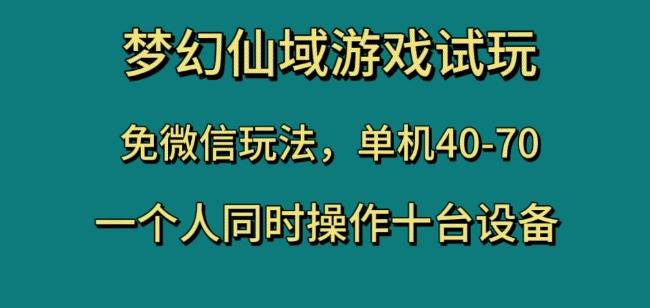 梦幻仙域游戏试玩，免微信玩法，单机40-70，一个人同时操作十台设备【揭秘】-chywc