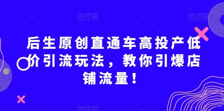 后生原创直通车高投产低价引流玩法，教你引爆店铺流量！-chywc