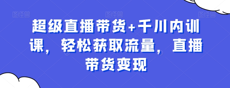 超级直播带货+千川内训课，轻松获取流量，直播带货变现-chywc