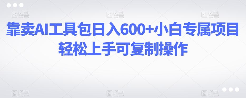 靠卖AI工具包日入600+小白专属项目轻松上手可复制操作-chywc