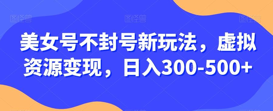 美女号不封号新玩法，虚拟资源变现，日入300-500+-chywc