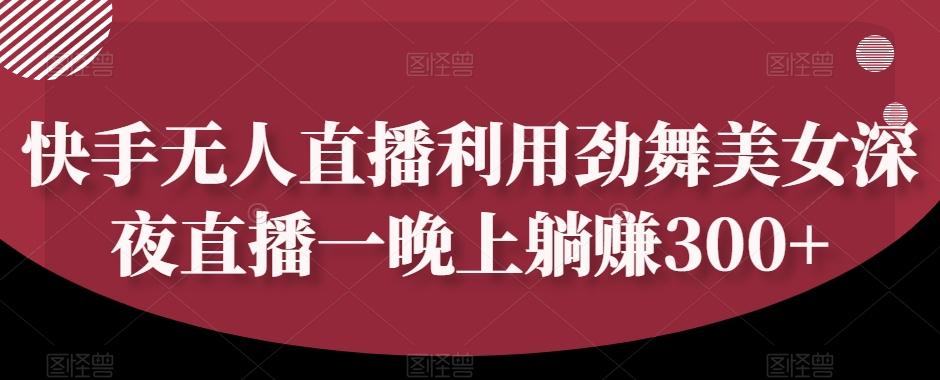 快手无人直播利用劲舞美女深夜直播一晚上躺赚300+-chywc