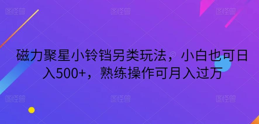 磁力聚星小铃铛另类玩法，小白也可日入500+，熟练操作可月入过万-chywc