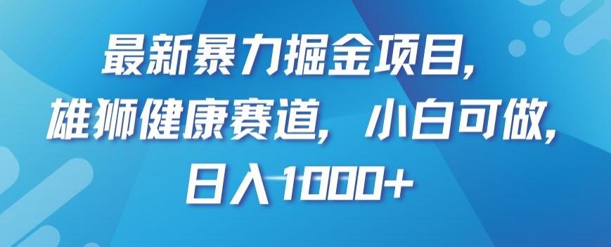最新暴力掘金项目，雄狮健康赛道，小白可做，日入1000+【揭秘】-chywc