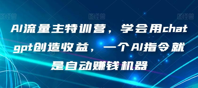 AI流量主特训营，学会用chatgpt创造收益，一个AI指令就是自动赚钱机器-chywc