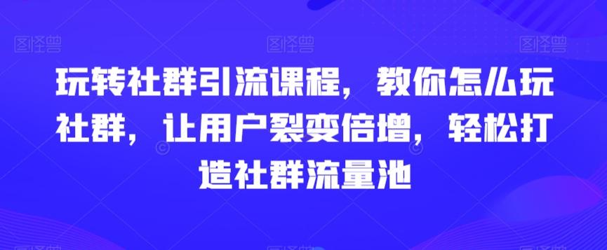玩转社群引流课程，教你怎么玩社群，让用户裂变倍增，轻松打造社群流量池-chywc