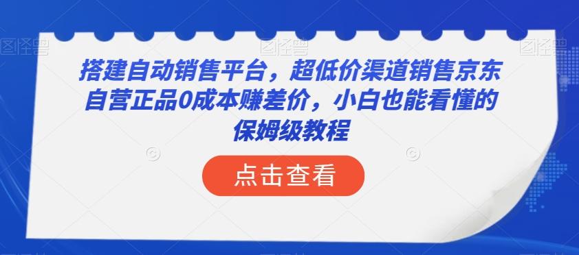 搭建自动销售平台，超低价渠道销售京东自营正品0成本赚差价，小白也能看懂的保姆级教程【揭秘】-chywc