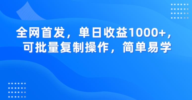全网首发，单日收益1000+，可批量复制操作，简单易学【揭秘】-chywc